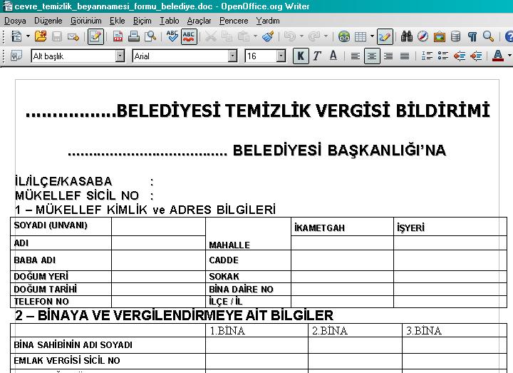 çevre temizlik beyannamesi