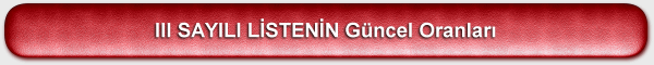 III SAYILI LİSTENİN 2011 Yılı İtibariyle Güncel Oranları